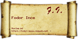 Fodor Ince névjegykártya